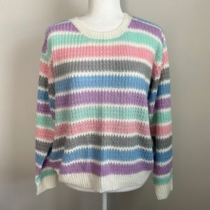 SHEIN Multicolor Striped Crew Neck Sweater